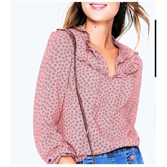 NWT! Boden Betsy Top Floral Print Ruffle Sz 6 Pink Long Sleeve Prairie Boho - Picture 2 of 13
